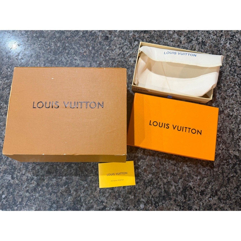 Louis Vuitton Magnetic Gift Box Wallet Box Dust Bag and Card Set Orange